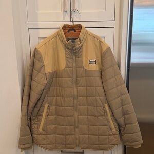 Howler Brothers Quilted Hooded Jacket Tan, Mens Size XL, like new!